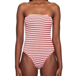 Bond-Eye Red & White Fane Crinkle Texture Swimsuit NTW